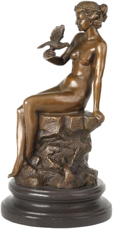 Girl and Pigeon Bronze Statues and Sculptures Female Artwork Home Decoration TPEA-035