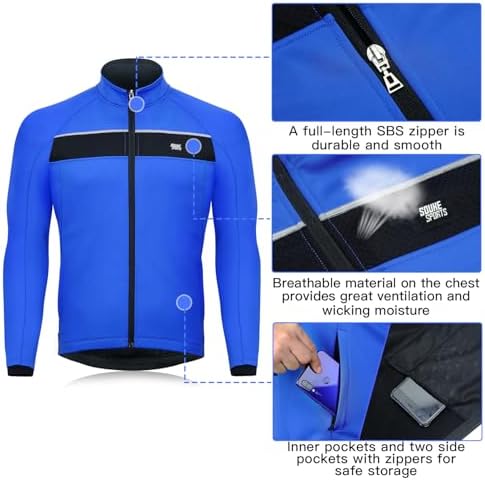 Souke Sports Men's Winter Cycling Jacket Windproof Thermal Bike Jacket