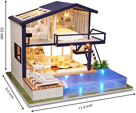 GuDoQi DIY Miniature Dollhouse Kit, Miniature House Kit 1:24 Scale, Tiny House kit with Music and Furniture Kit, Great Gift for Birthday Christmas