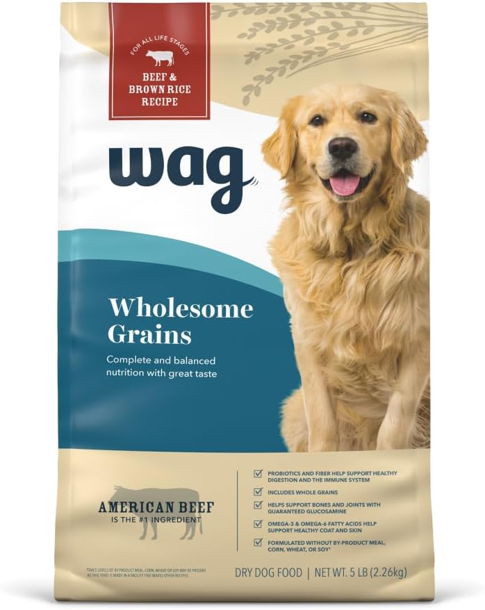 Amazon Brand - Wag Wholesome Grains Dry Dog Food with Salmon and Brown Rice, 30 lb Bag (Pack of 1)
