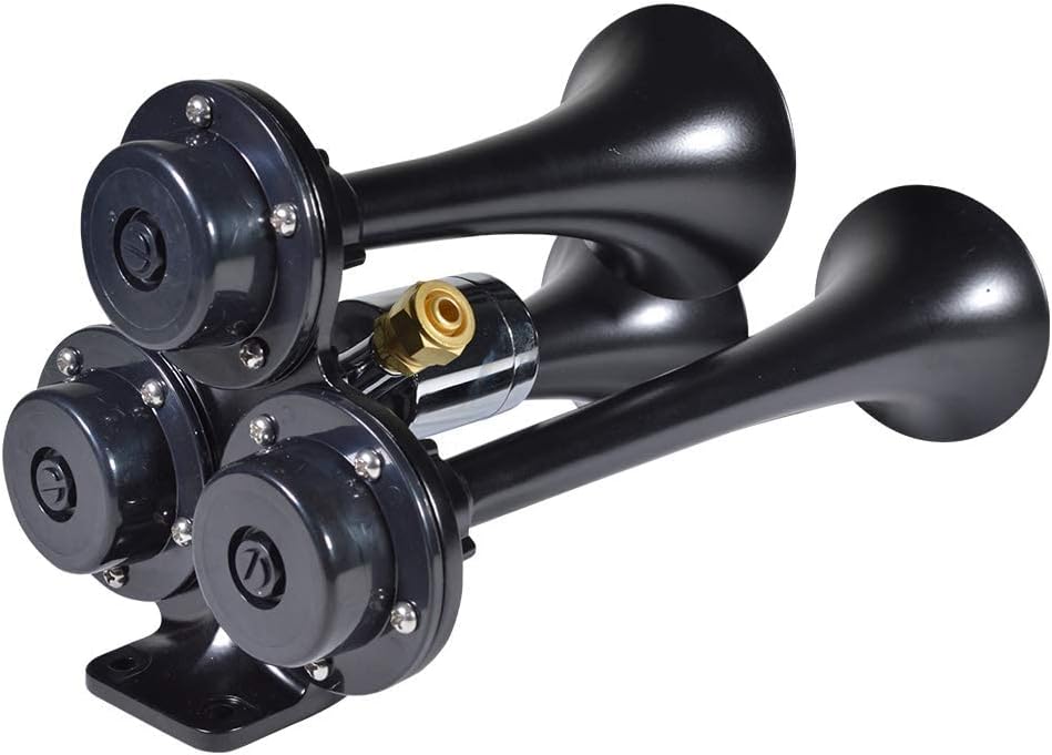 Hornblasters Stealth Black Caboose 12/24 Volt Air Horn Only - 3 Trumpets - Unique Tone
