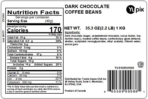 Yupik Dark Chocolate Covered Cherries, 60% Cacao, 2.2 lb (35.2 oz), Kosher, Dried Fruits, Dried Cherries Dipped in Rich Dark Chocolate, Smooth & Chewy, Chocolate Candy, Sweet Snacks