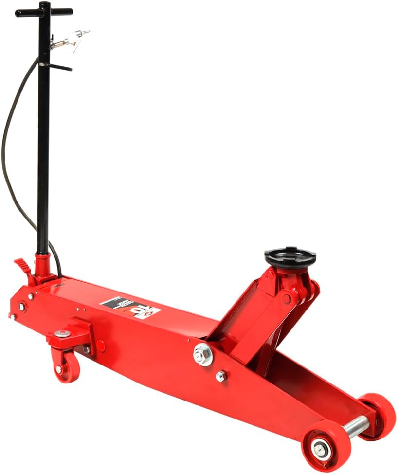 AFF 10 Ton Air Hydraulic Long Chassis Jack - for Long Overhang Vehicles | 10 T Floor Jack with Foot Pump & 3-Position Lock Handle - Ideal for Repair Shops, Bus & Truck Fleets, Heavy Duty Equipment