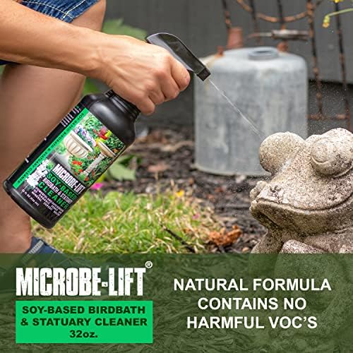 Microbe-Lift Soy-Based Birdbath & Statuary Cleaner – 32 Oz – Safe for Birds – Cleans Garden Statues, Stone, Brick & Sculptures – Natural