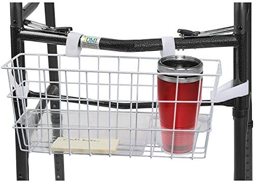 HealthSmart Durable Walker Accessories Basket For Walker | No Tools Needed | Secure Cup Holder & Tray | Walker Accessories Bag - Easy Installation