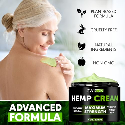 Premium Hemp Cream with Arnica, Aloe, Glucosamine - Maximum Strength - 4 OZ