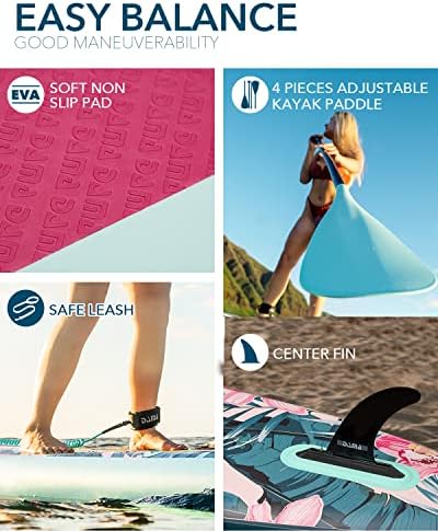 DAMA Inflatable Stand Up Paddle Boards for Adults w/Sup Board Accessories Hand Pump 4pcs Kayak Floating Paddle | Wide Stance