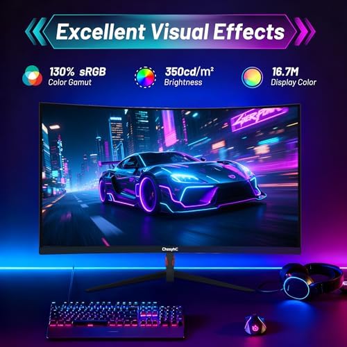34 Inch Ultrawide Curved Gaming Monitor - WQHD 3440x1440p, 165Hz, 120% sRGB, FreeSync, VESA Mountable (DP&HDMI Cable Incl.) - Immersive PC Monitor for Gamers & Professionals, Black