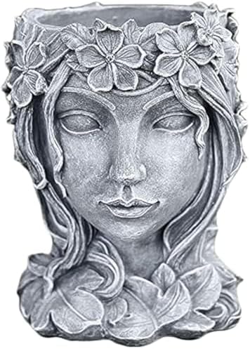Head Planter Face Flower Pot Goddess Statue Planter Girl Portrait Container