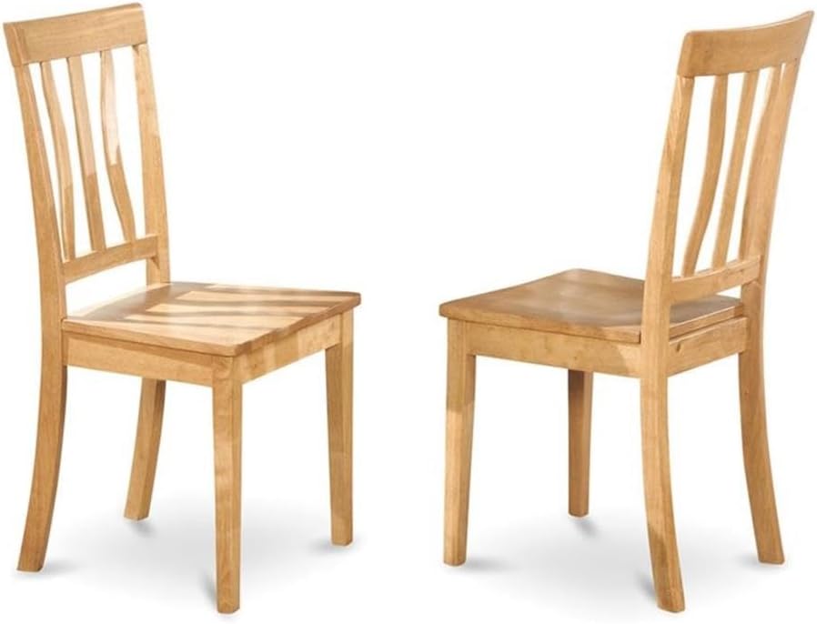 East West Furniture ANC-WHI-W Antique Dining Room Chairs - Slat Back Solid Wood Seat Chairs, Set of 2, Buttermilk & Cherry