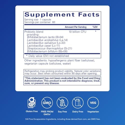 Pure Encapsulations Probiotic G.I. - Shelf Stable Probiotic for Intestinal Health & Gastrointestinal Support* - with Lactobacillus & Bifidobacterium - 60 Capsules | Shelf Stable Probiotic for Intestinal Health and Gastrointestinal Support*, with Lactobac…
