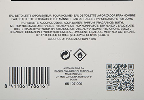 CH by Carolina Herrera for Men - 3.4 oz EDT Spray ,(Packaging may vary) |