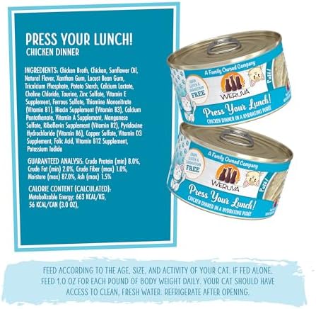 Weruva Wet Cat Food, Press Your Lunch with Chicken Pate, 3oz Can, Pack of 12
