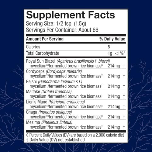 Host Defense Stamets 7 Mushroom Powder - 7 Species Blend - Mushroom Supplement for Immune Support with Royal Sun Blazei, Cordyceps, Reishi, Maitake, Lion's Mane, Chaga & Mesima - 3.5 oz (66 Servings)*