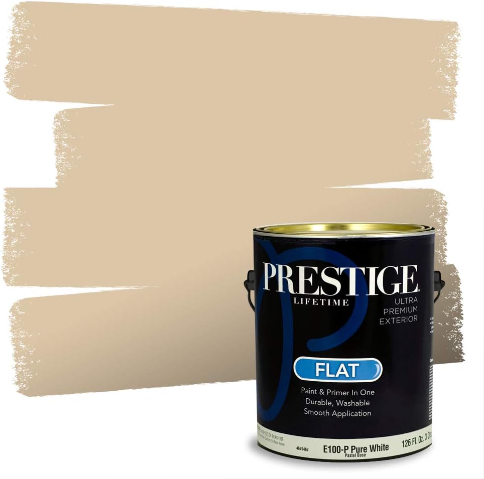 PRESTIGE Paints Exterior Paint and Primer In One, 1-Gallon, Satin, Comparable Match of Sherwin Williams* Relaxed Khaki*