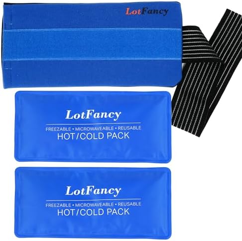 LotFancy Ice Pack for Injuries, Pack of 2, Reusable Hot Cold Pack for Therapy, Cooling or Heating Pad for First Aid, Back Shoulder Neck Head Feet Pain Relief, 11 x 5 Inches