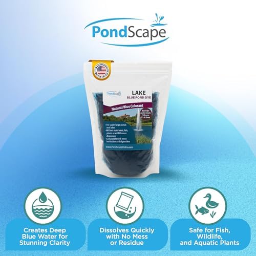 PONDSCAPE Lake Blue Pond Dye – Each Water Soluble Packets Treats 1/3 Acre, 3'-6' Deep - for Ponds