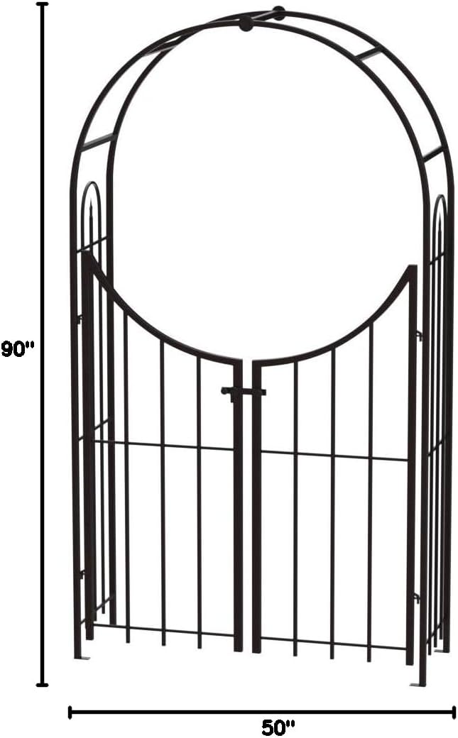 Panacea Products Arched Top Garden Arbor with Gate, Brushed Bronze