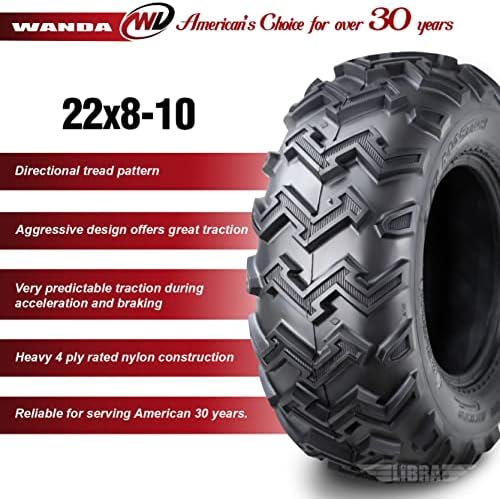 WANDA 2 New ATV UTV Tires 22X8-10 22x8x10 4PR P306-10103