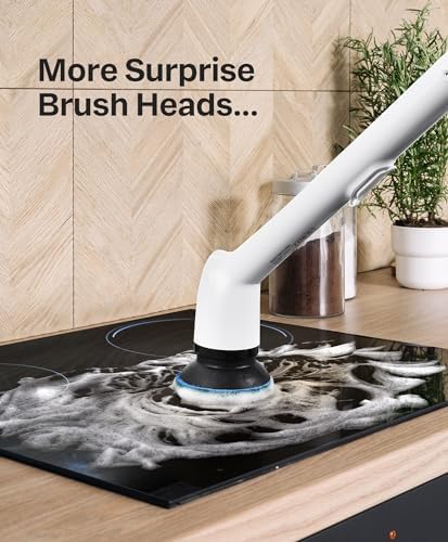 Electric Cleaning Brush, New Full-Body IPX7 Waterproof & 42inch Long Handle | Bathroom Cleaner Brush, Shower Scrubber, 2 Speed & 7 Heads Replacement