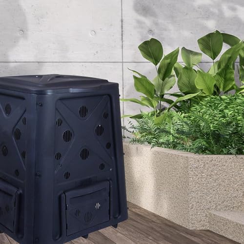 Redmon Outdoor Compost Bin with Lift Off Lid, 4-Door Access & Vent Holes, 65 Gallon