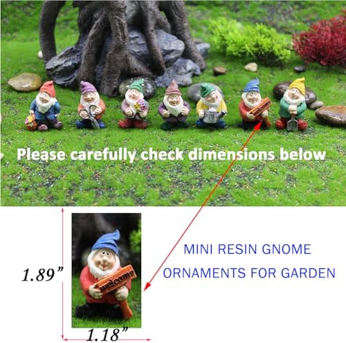 Fairy Garden Accessories Mini Gnome Resin Figurines Set 7Pcs