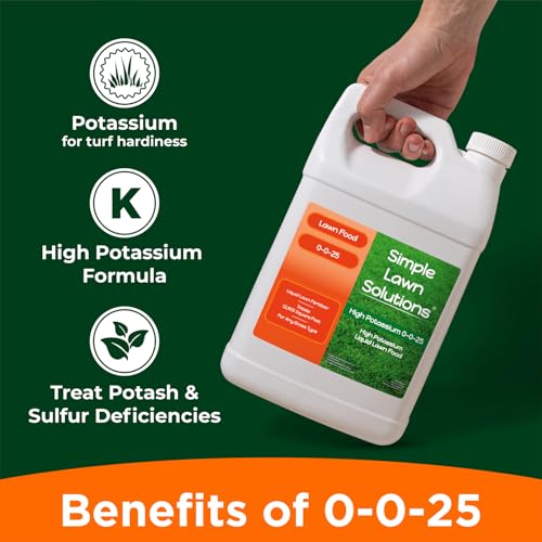 Simple Lawn Solutions - High Potassium Lawn Food Liquid Fertilizer 0-0-25 - Concentrated Spray - Turf Grass Vigor and Plant Hardiness - Summer and Fall - Any Grass Type (32 Ounce)