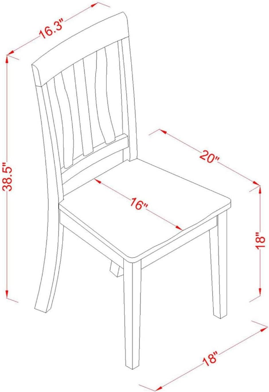East West Furniture ANC-WHI-W Antique Dining Room Chairs - Slat Back Solid Wood Seat Chairs, Set of 2, Buttermilk & Cherry