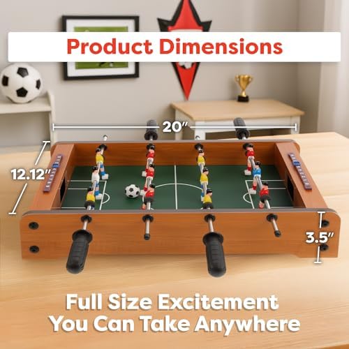 Foosball Table - 20-Inch Mini Soccer/Football Table Game for Arcade, Game Room, and Mancave - Set Includes Two Balls and Score Keeper by Hey Play