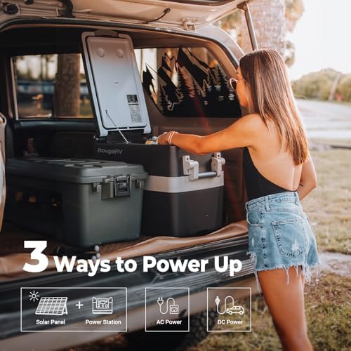BougeRV 12V Refrigerator 42 Quart, Electric Car Cooler with MAX/ECO Mode