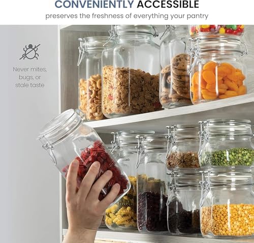 Bormioli Rocco Fido Glass Jar with Airtight Clamp Lid, 67.75 Oz - Clear | Italian Glass Fermentation Jar for Kombucha, Kimchi, Pickles & Sauerkraut