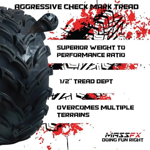 25x10-12 Rear ATV Tire 6-Ply Checkmark Tread 2-Pack 25x10x12 | Aggressive checkmark tread for superior traction on mud
