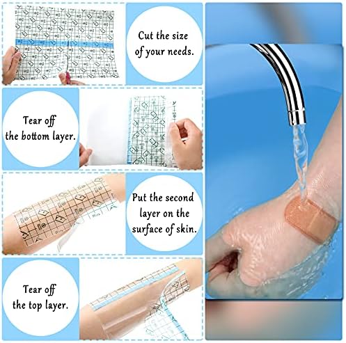 BBTO Transparent Waterproof Adhesive Dressing Bandage Tape, 6 x 197 Inch