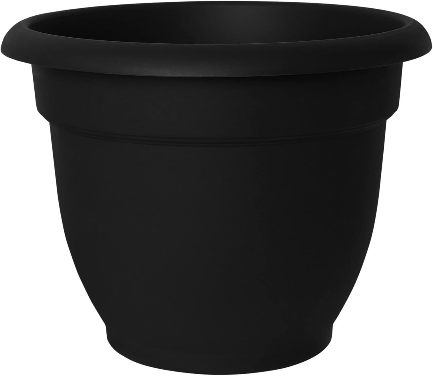 Bloem Ariana Pot Planter: 16" - Black - Durable Resin Pot, for Indoor and Outdoor Use, Gardening, Self Watering Disk Included, 6 Gallon Capacity