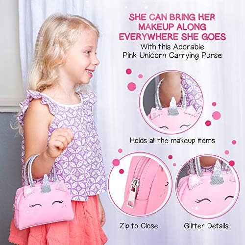 Kids Real Makeup Kit with Unicorn Purse Non Toxic Washable Make Up Set