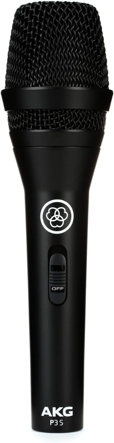 AKG Pro Audio P3S High-Performance Cardioid Dynamic Vocal Microphone with On/Off Switch, XLR Connector