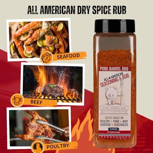 Pork Barrel BBQ All-Purpose BBQ Seasoning & Rub | Sugar-Free, Gluten-Free, MSG-Free | All American BBQ Seasoning for Chicken, Beef & Pork – 22oz Jar
