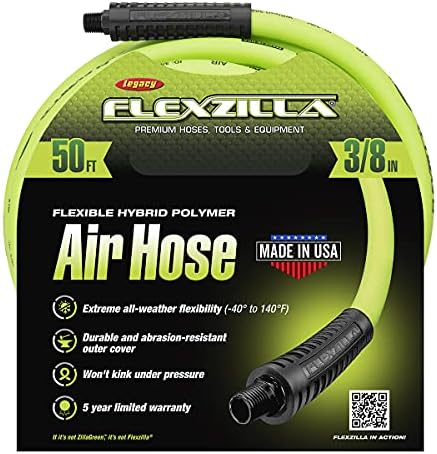 Flexzilla Open Face Retractable Air Hose Reel, 3/8 in. x 50 ft., Heavy Duty, Lightweight, Hybrid, ZillaGreen - L8611FZ