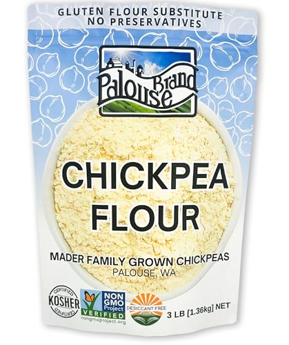 Palouse Brand Certified Glyphosate Residue Free Chickpea Flour | 3 LBS | Family Farmed in Washington State | Unbleached | Non-GMO Project Verified