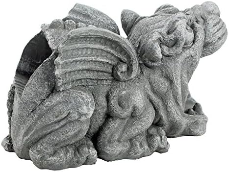 Design Toscano Roland the Gothic Gargoyle Gutter Guardian Rain Downspout Extension Outdoor Statue, 10 Inch Long, Cast Stone Resin, Grey Stone Finish