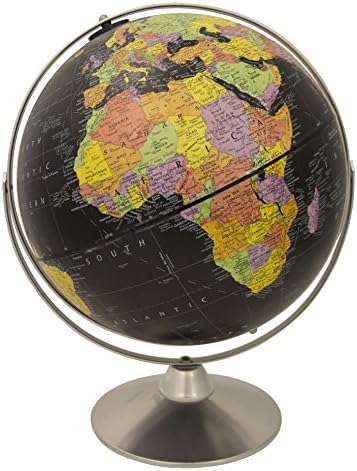 Replogle Starlight, Black Ocean World Globe, Desktop Piece, Gyro-matic meridian, Silver base, Detailed Cartography