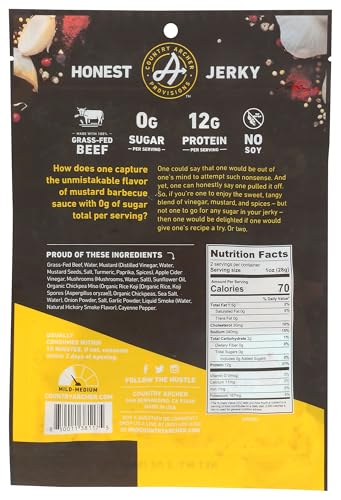 Archer Mustard BBQ Grass Fed Beef Jerky, 2 OZ