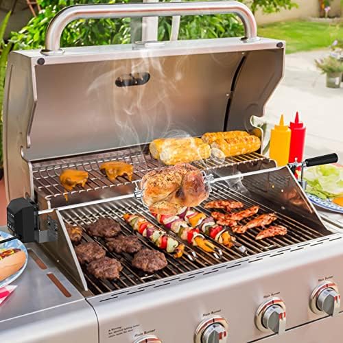 onlyfire Universal Rotisserie Kit BBQ Grilling Accessory Kit for Gas Grills | Fits Most 2 to 4 Burners Gas Grills