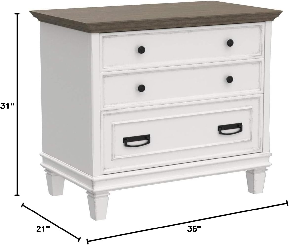Hartford Wood Lateral File With Locking Legal/Letter File Drawer Black