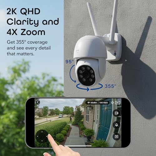 Geeni Lookout 2K Outdoor Auto-Follow Security Camera – Outdoor Security Camera, Weather Resistant with Pan-Tilt, Motion Tracking, Dual-Band Wi-Fi