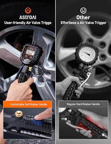 AstroAI Digital Tire Pressure Gauge, Heavy Duty Tire Inflator Gauge 250PSI Air Chuck Compressor Accessories with Stainless Braided Hose