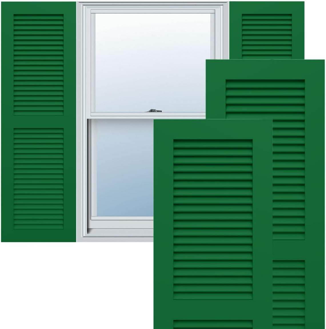 18"W x 60"H True Fit PVC Two Equal Louver Shutters, Unfinished (Per Pair - Hardware Not Included)