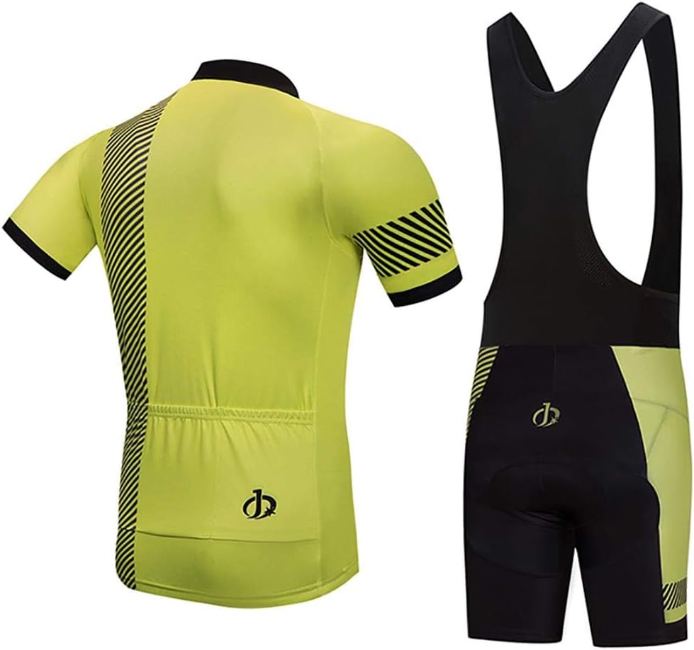 Men's Quick-Dry Cycling Jersey Set Road Bike Bicycle Shirt + Bib Shorts with 9D Gel Pad MTB Riding Clothing Kit