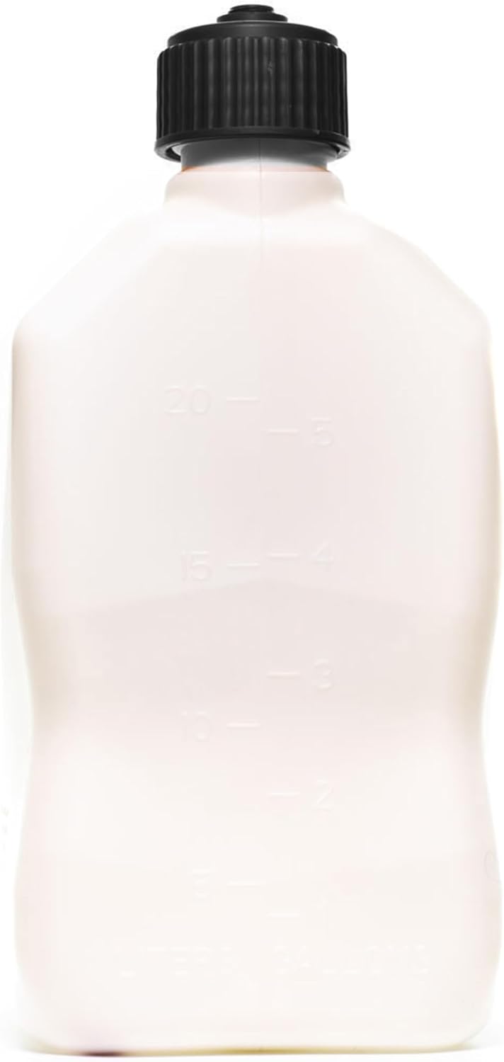 VP Racing 3520-CA, 5.5 Gallon Square Motorsport Jug White with Deluxe Filler Hose