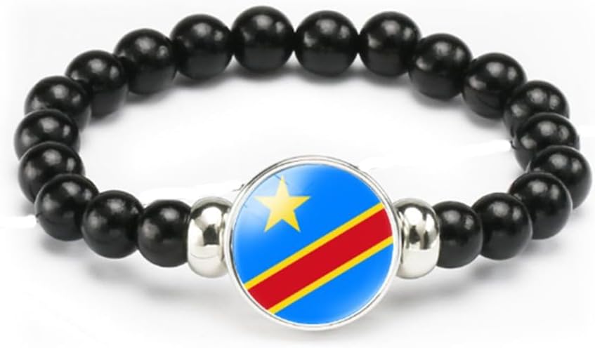 vmcoatdu National Flag Bracelet Elastic Rope Beaded Bracelet Support Your Country Travel Souvenir Gifts for Men Women
